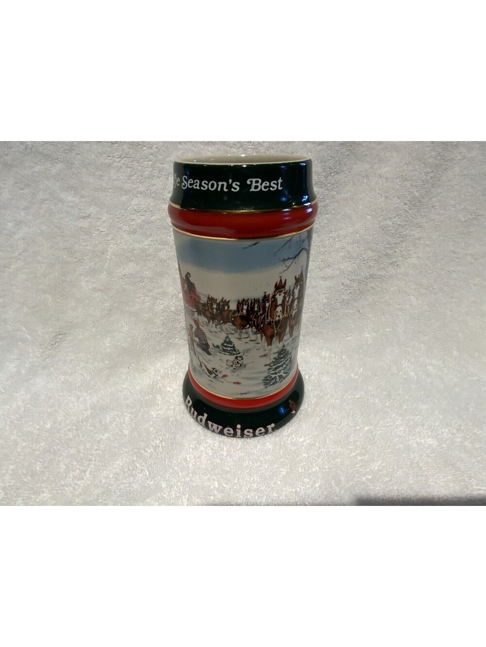 Vintage 1991 Budweiser ‘The Seasons Best’ Holiday 7”H Beer 24oz. Stein